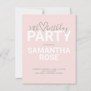 Carte Watercolor Valentine 50e fête d'anniversaire