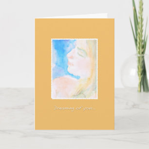 Carte Watery Watercolor, une femme qui pense à vous