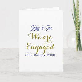 Carte We are Engaged purple gold name date elegant simpl