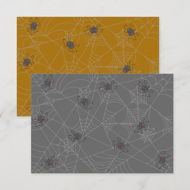 Carte Web et citrouilles d'araignées d'Halloween (Devant / Derrière)