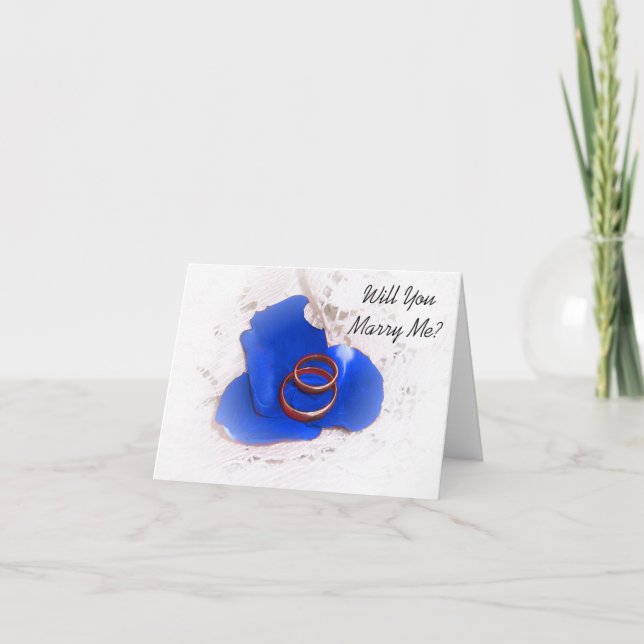 Carte Wedding Proposal Card Will You Marry ? Rose bleue (Devant)