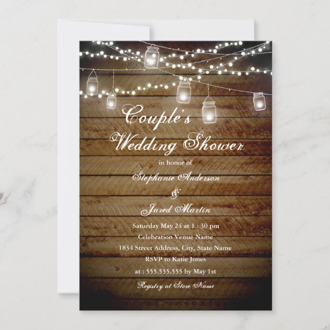Carte Wedding shower de couple rustique (Devant)