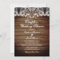 Carte Wedding shower Rustique Couples en dentelle 