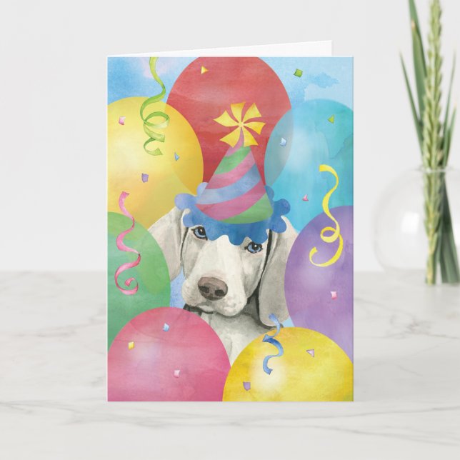 Carte Weimaraner Balloons d'anniversaire (Devant)