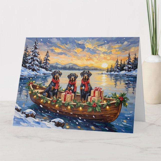 Carte Weimaraner Christmas Boat Holiday (Devant)