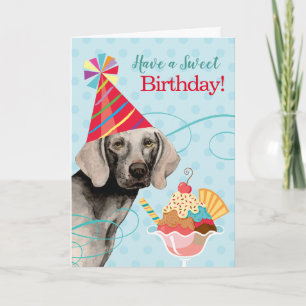 Carte Weimaraner d'anniversaire douce