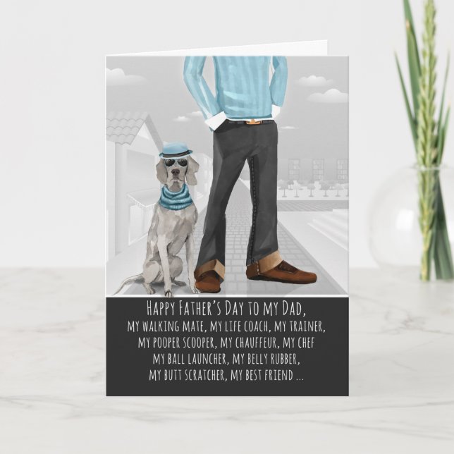 Carte Weimaraner de la Fête des pères des chiens (Devant)