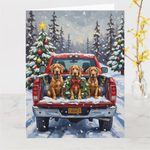 Carte Weimaraner Noël Camion Rouge Fêtes de fin d'année