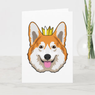 Carte Welsh Corgi avec Couronne