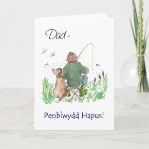 Carte Welsh Greeting Birthday Card for a Man : Pêche