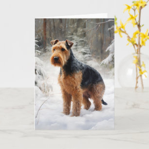 Carte Welsh Terrier Laisser Neige Noël