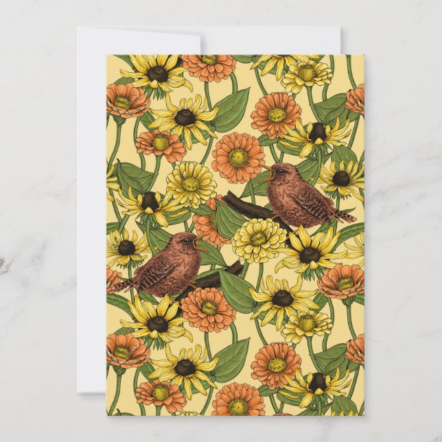 Carte Wens et fleurs sur jaune pâle (Devant)