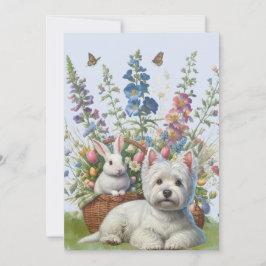 Carte West Highland Terrier et Bunnie Easter
