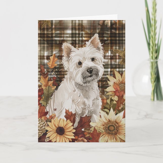 Carte West Highland White Terrier Fall Thankgiving (Devant)