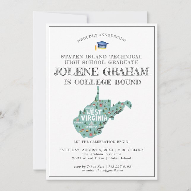 Carte West Virginia | College Bound Graduation Party (Devant)