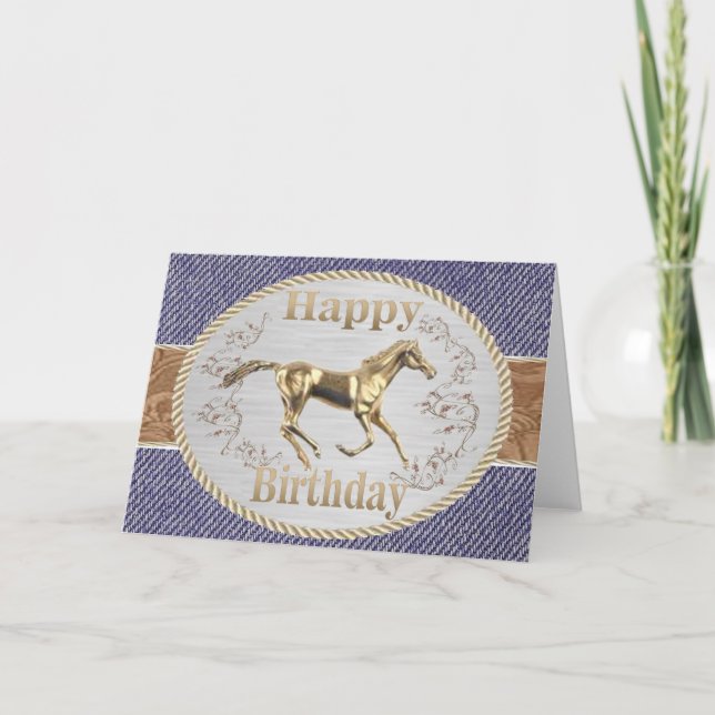 Carte Western Belt Et Buckle Sur Denim Joyeux Anniversai (Devant)