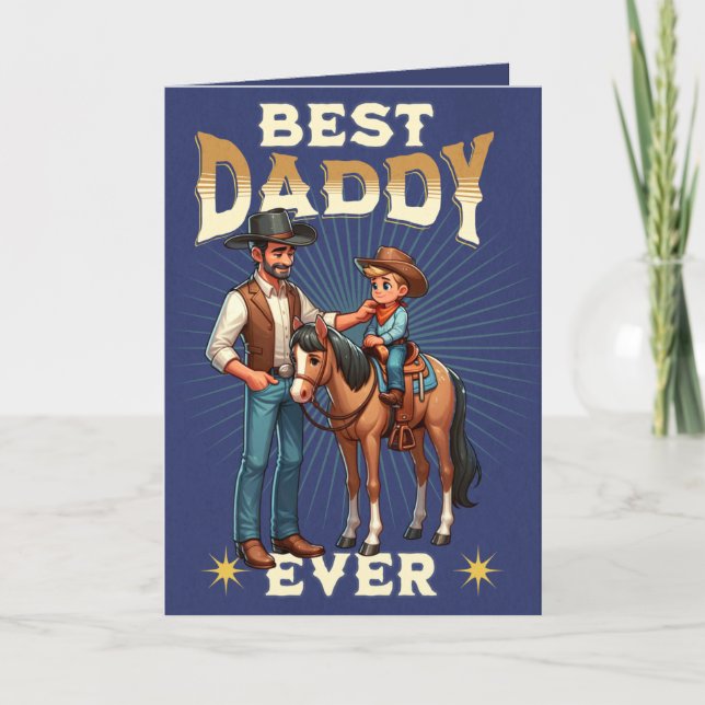 Carte Western Cowboy Horse Child Happy Fête des pères 2 (Devant)