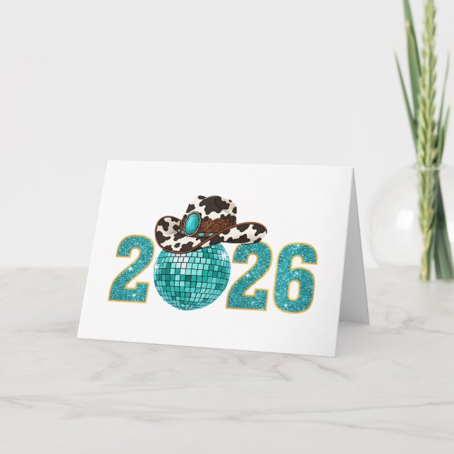 Carte Western Cowgirl New Year 2026 (Devant)
