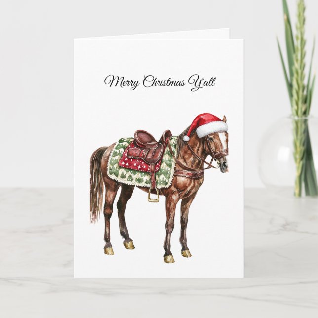 Carte Western Horse Joyeux Noël Y'all (Devant)