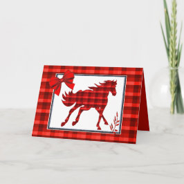 Carte Western Horse Red Plaid Faux Denim