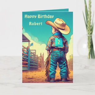 Carte Western Little Cowboy 2e Anniversaire Rodéo Person