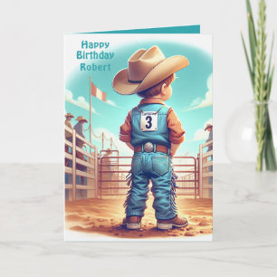 Carte Western Little Cowboy 3e anniversaire Rodéo person
