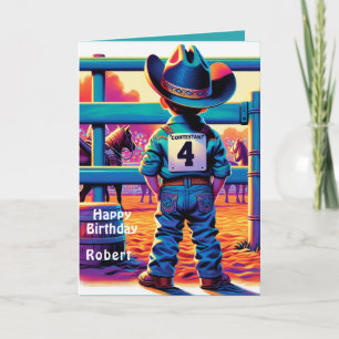 Carte Western Little Cowboy 4e anniversaire Rodéo person