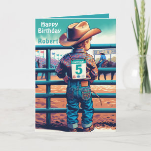 Carte Western Little Cowboy 5e anniversaire Rodéo person