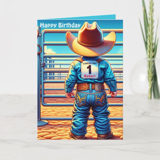 Carte Western Little Cowboy Premier anniversaire Rodéo p (Devant)