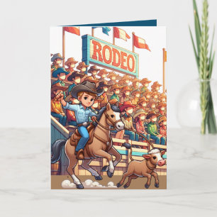 Carte Western Rodeo Cowboy Calf Roping Personnalisé