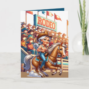 Carte Western Rodeo Horse Cowgirl Grand-mère Custom