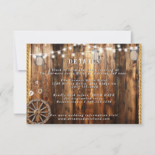 Carte Western Rope Wagon Wheel Mason Jar Lights Détails