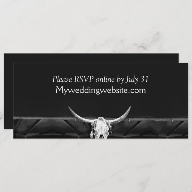 Carte Western Rustic Pays Noir Et Blanc Taureau (Devant / Derrière)