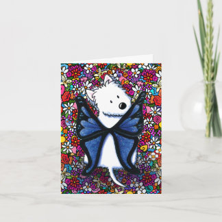 Carte Westie Butterfly and Flowers Blank Note Card