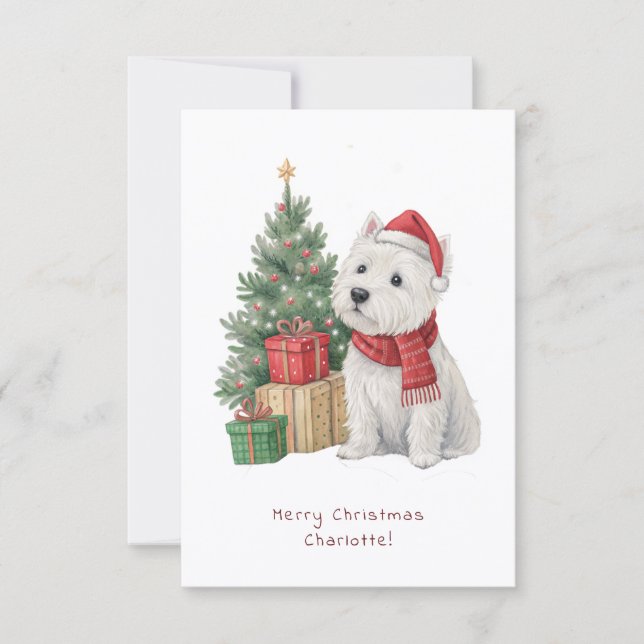 Carte Westie Cheeky Dog Cute Christmas Card Personalise (Devant)