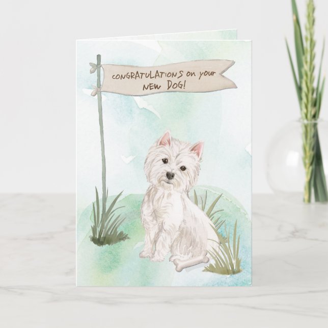 Carte Westie Félicitations pour le nouveau chien (Devant)