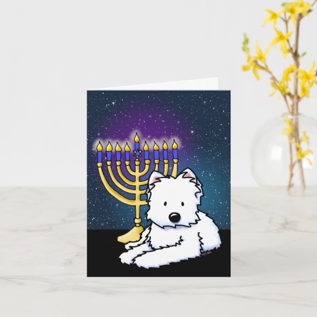 Carte Westie Hanoukka Menorah (Fleur jaune)
