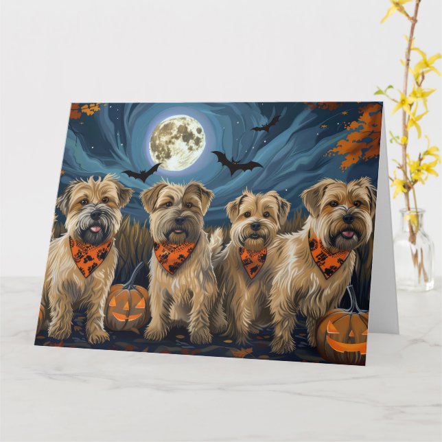 Carte Wheaten Terrier Halloween Éffrayant (Fleur jaune)