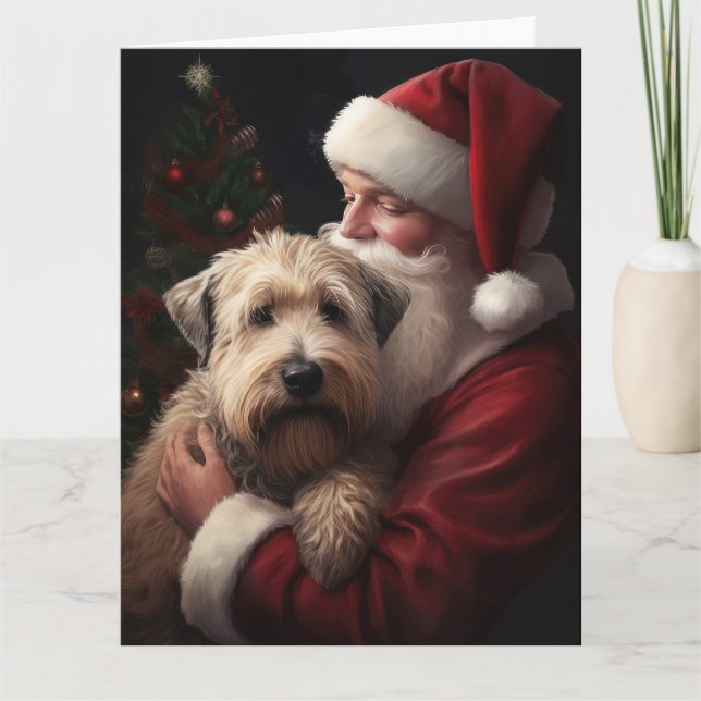 Carte Wheaton Terrier Avec Noël Festif Du Père Noël (Devant)