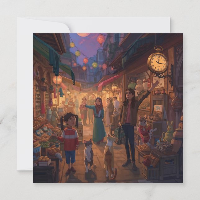 Carte Where Cats Wander and Lanterns Glow (Devant)