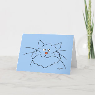 Carte Whimsical Blue Cat Anniversaire