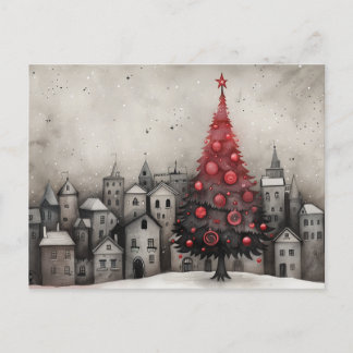 Carte Whimsical Christmas Tree Rouge Noir