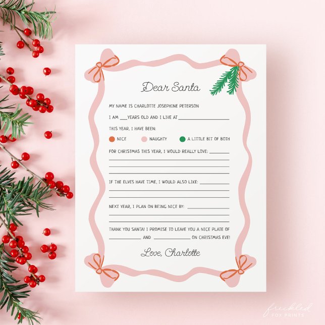 Carte Whimsical Dear Santa Letter - Christmas Wish List (Dear Santa Letter - Christmas Wish List for Children)