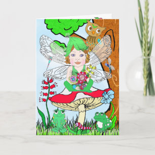 Carte Whimsical Fairy Elf sur Magic Mushroom Anniversair