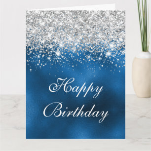 Carte Whimsical Faux Royal Blue Parties scintillant Arge
