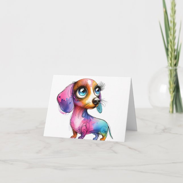 Carte Whimsical Femme Dachshund Card (Devant)