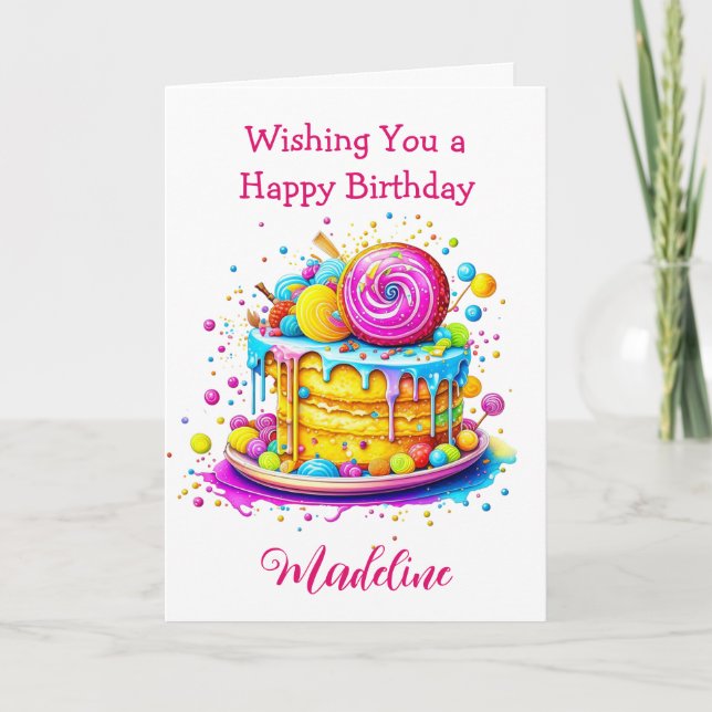 Carte Whimsical Frosted Cake Personnalisé Anniversaire (Devant)