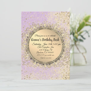 Carte Whimsical Glittery Stars Lavender Anniversaire