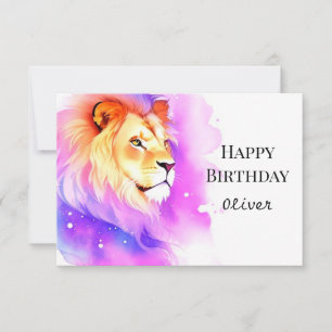 Carte Whimsical Happy Safari Lion Anniversaire