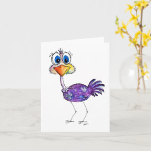 Carte Whimsical Happy Violet Ostrich